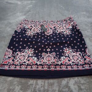 Talbots Skirt Womens 16W Navy Red Paisley A Line Knee Length Lined